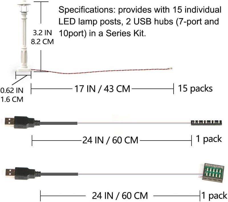 TEDDOO Store 15 City Street Light DIY LED Lighting Kit (10 in 1 USB Power Supply) Small Particle Building Block Lamp Compatible with Lego Building Blocks 2039 11062 (White Column Warm White Light) - Image 5
